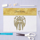 翼と白と金ゴールド箔のデザイン 薄葉紙 (クラフト)