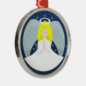 翼のあるクリスマスエンジェル メタルオーナメント (右)