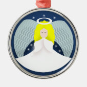 翼のあるクリスマスエンジェル メタルオーナメント (正面)