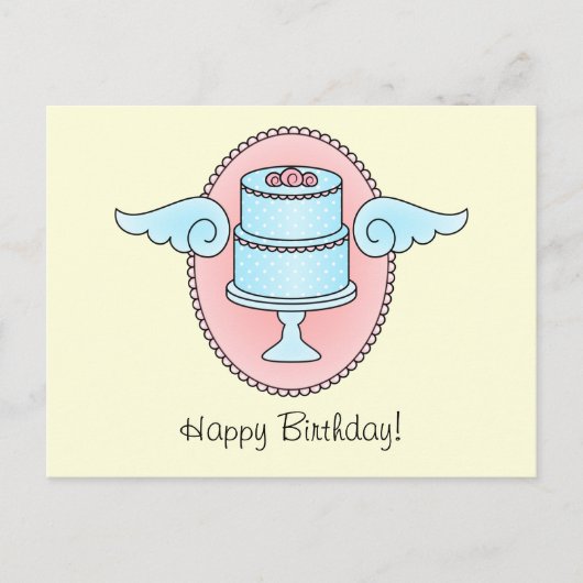 翼のあるケーキ ポストカード (正面)
