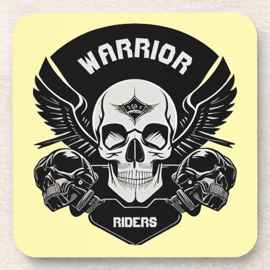 翼のあるスカルのアートワーク コースター (正面)