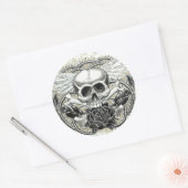 翼のあるスカルシール ラウンドシール (封筒)