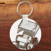 翼のあるスプリント車の白い色 キーホルダー (正面)