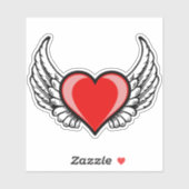 翼のあるハートシール シール (シート)