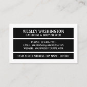 翼のあるハートタトゥー、タトゥー&体ピアサー 名刺 (裏面)