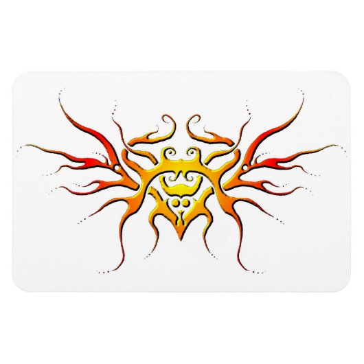 翼のあるハートトライバルデザイン – 赤 マグネット (横)