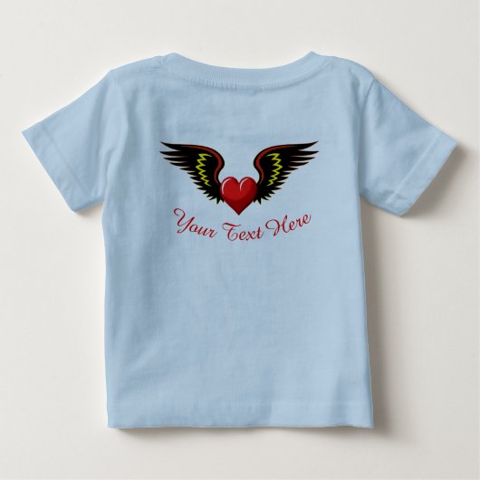 翼のあるハート ベビーTシャツ (裏面)