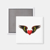 翼のあるハート マグネット (正面/裏面)