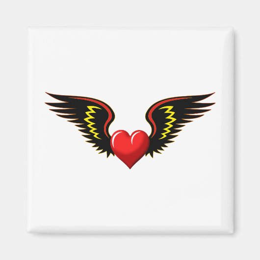 翼のあるハート マグネット (正面)