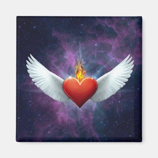 翼のあるハート マグネット (正面)