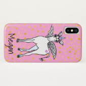 翼のあるユニコーンと金ゴールドきらめく星 Case-Mate iPhoneケース (裏面(横))