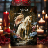 翼のあるユニコーンのファンタジー　森林　励まし ポストカード