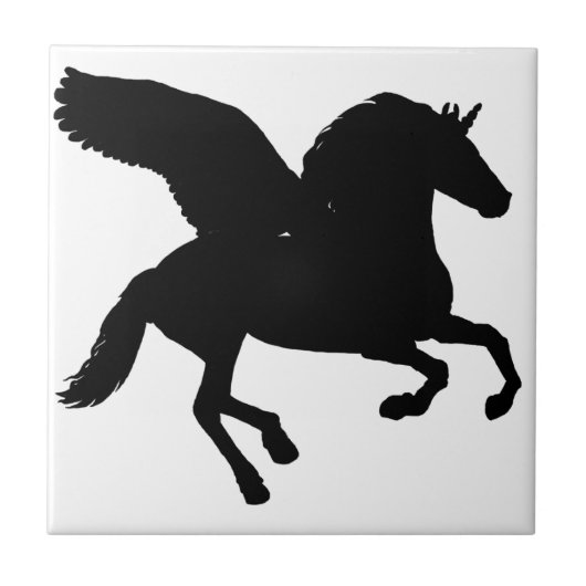 翼のあるユニコーンシルエット タイル (正面)