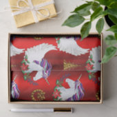 翼のあるユニコーン赤いクリスマス 薄葉紙 (ギフト)