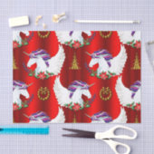 翼のあるユニコーン赤いクリスマス 薄葉紙 (クラフト)