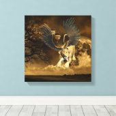 翼のあるライオンズキャンバス印刷 キャンバスプリント (インサイチュ (ウッドフロア))