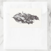 翼のあるライダー、インクスケッチ、 長方形シール (バッグ)