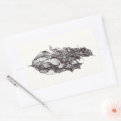 翼のあるライダー、インクスケッチ、 長方形シール (封筒)