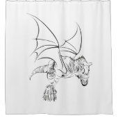 翼のあるラプター シャワーカーテン (正面)