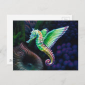 翼のあるレインボーシーホース ポストカード (正面/裏面)