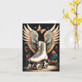 翼のあるローラースケート カード (黄色い花)