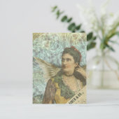 翼のある女性のデジタルコラージュ ポストカード (スタンド正面)