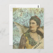 翼のある女性のデジタルコラージュ ポストカード (正面/裏面)