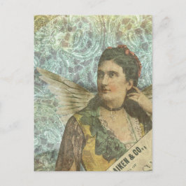 翼のある女性のデジタルコラージュ ポストカード