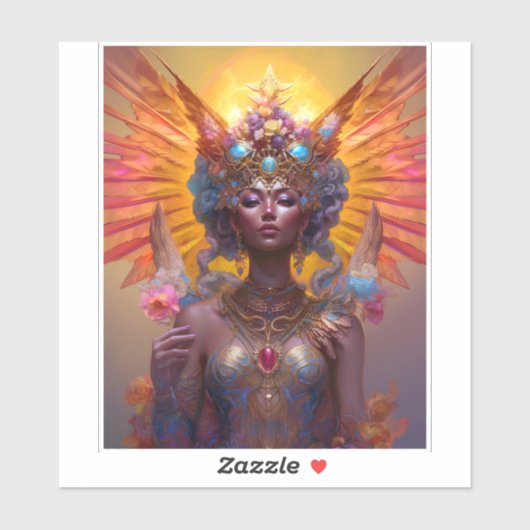 翼のある女神ファンタジー芸術 シール (シート)