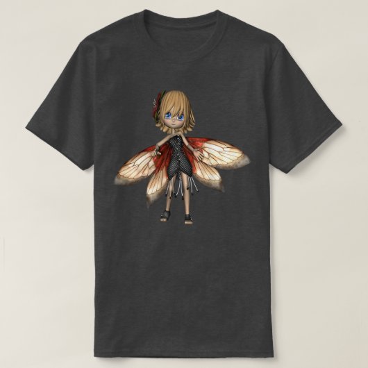 翼のある妖精の女の子アニメスタイル Tシャツ (デザイン正面)