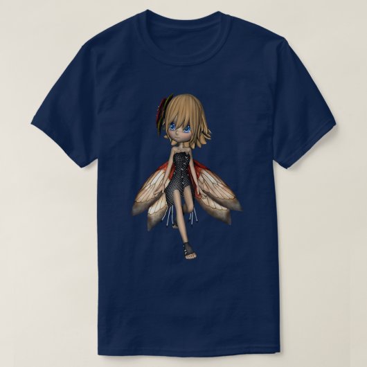 翼のある妖精の女の子アニメスタイル Tシャツ (デザイン正面)