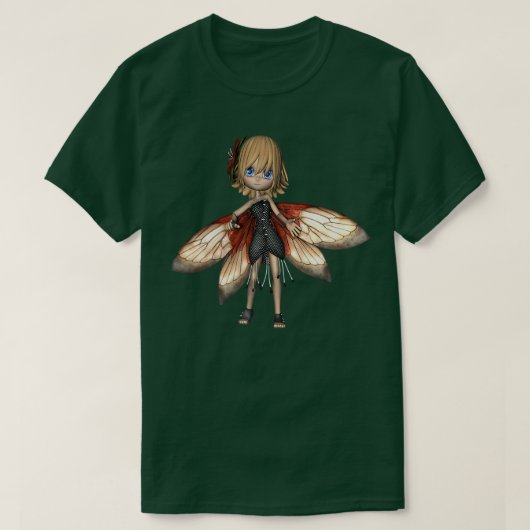 翼のある妖精の女の子アニメTシャツ Tシャツ (デザイン正面)