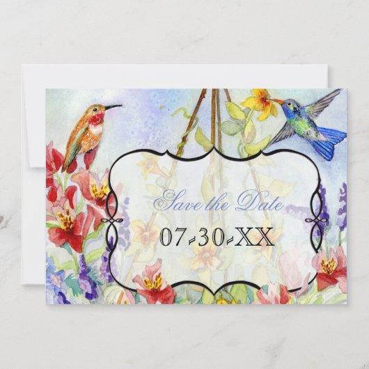 翼のある宝石ハミングバード – 日付を保存 セーブザデート (裏面)