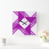 翼のある正方形 – 紫 スクエア壁時計 (ホーム)