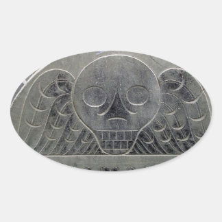 翼のある死の墓石のシール 楕円形シール