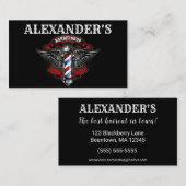 翼のある理容師ポールのパーソナライズ 名刺 (正面/裏面)