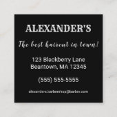 翼のある理容師ポールの正方形をパーソナライズ スクエア名刺 (裏面)