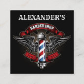 翼のある理容師ポールの正方形をパーソナライズ スクエア名刺 (正面)