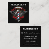 翼のある理容師ポールの正方形をパーソナライズ スクエア名刺 (正面/裏面)