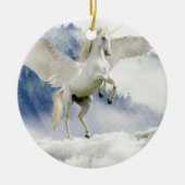 翼のある白い一角獣の馬 セラミックオーナメント (正面)