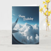 翼のある空の誕生日カード カード (黄色い花)