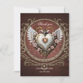 翼のある素晴らしい高貴なスチームパンクハート。 サンキューカード (正面)