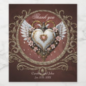 翼のある素晴らしい高貴なスチームパンクハート。 ワインラベル (シングルラベル)