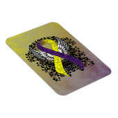 翼のある紫と黄の認識度リボン マグネット (右側)