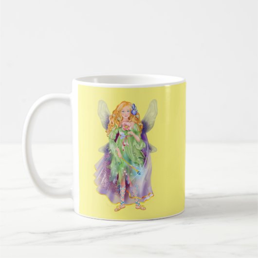 翼のある美しい妖精の妖精 コーヒーマグカップ (左)