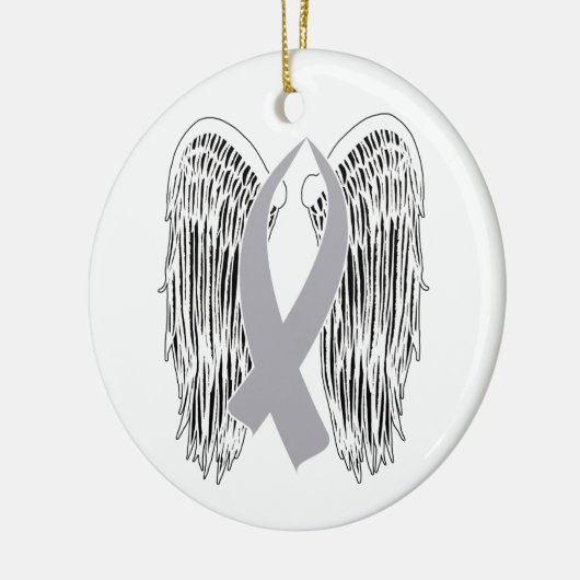 翼のある認識度リボン（グレーリボン） セラミックオーナメント (左)