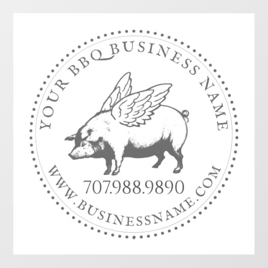 翼のある豚のBBQバー ウィンドウサイン (シート)