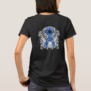 翼のある青いペイズリーリボン Tシャツ