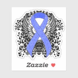 翼のある青いリボン シール