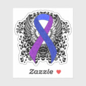 翼のある青と紫のリボン シール (シート)